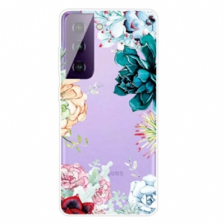 Capa De Celular Para Samsung Galaxy S21 FE Flores Em Aquarela