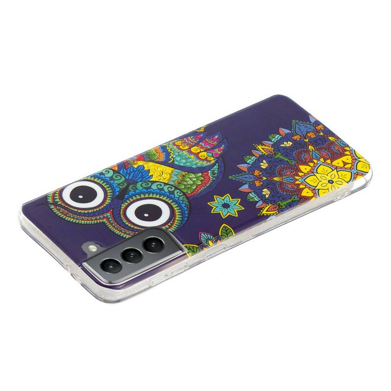 Capa De Celular Para Samsung Galaxy S21 FE Mandala Coruja Fluorescente