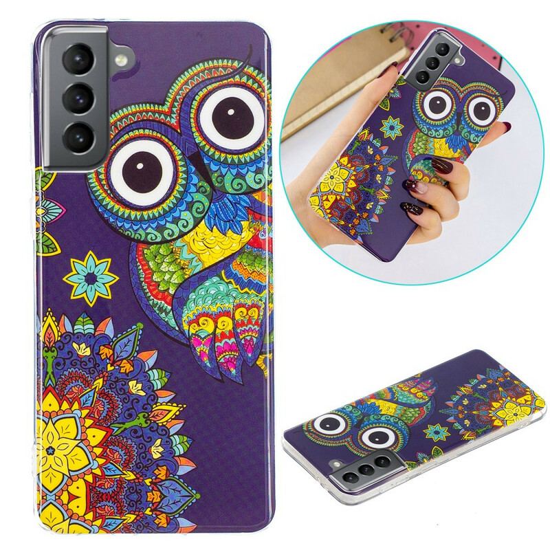 Capa De Celular Para Samsung Galaxy S21 FE Mandala Coruja Fluorescente