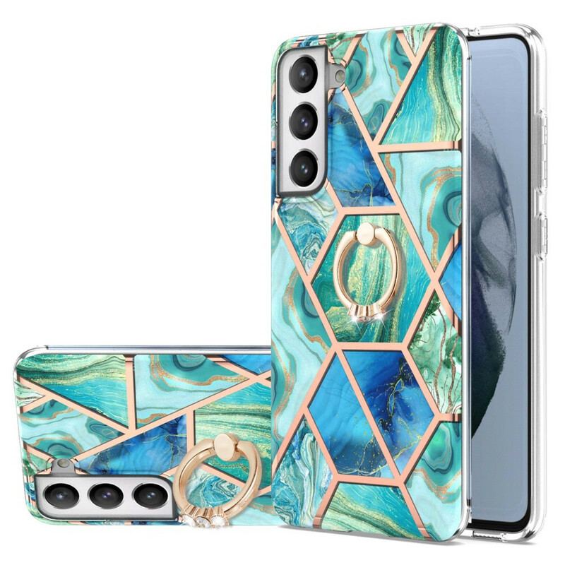 Capa De Celular Para Samsung Galaxy S21 FE Mármore Geométrico Com Suporte De Anel