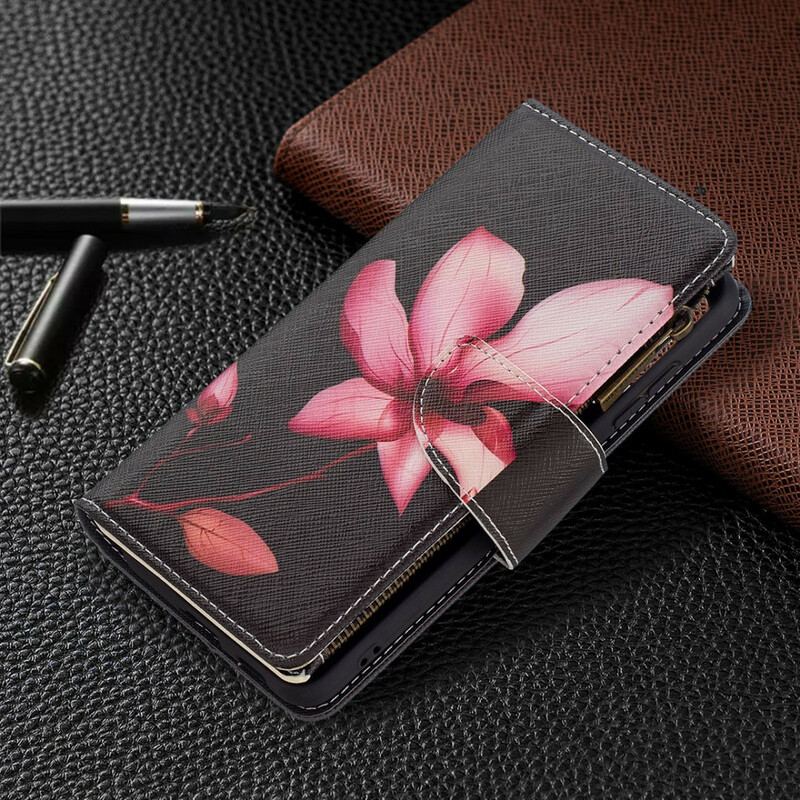 Capa De Couro Para Samsung Galaxy S21 FE Bolso Com Zíper Flor