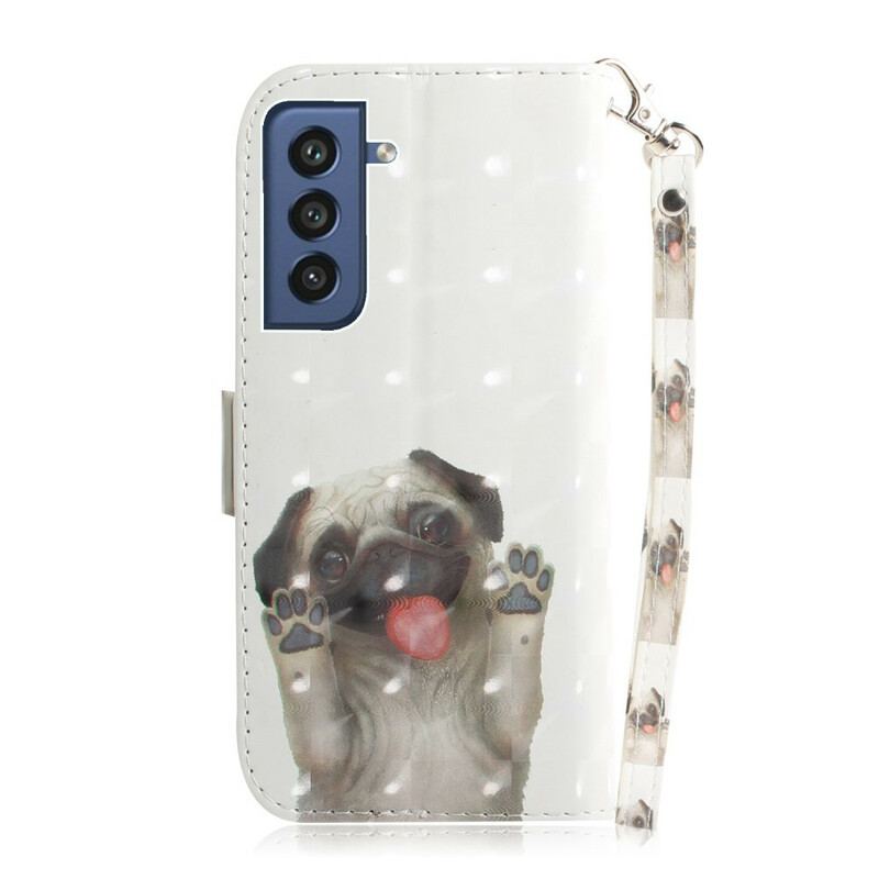 Capa De Couro Para Samsung Galaxy S21 FE De Cordão Amo Minha Tanga De Cachorro