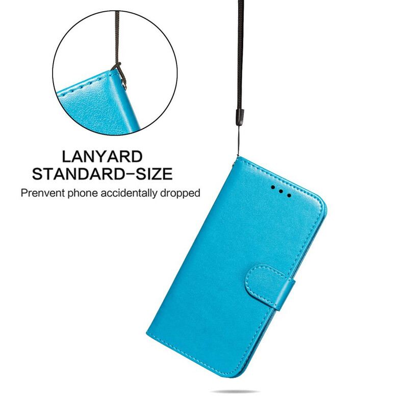 Capa De Couro Para Samsung Galaxy S21 FE De Cordão Strappy Série De Cores Sólidas