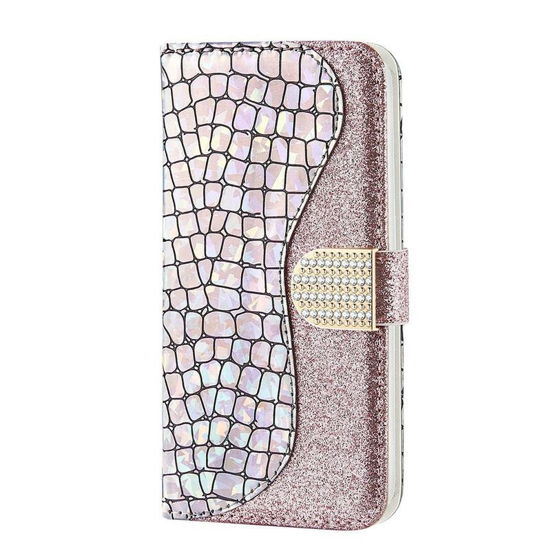 Capa De Couro Para Samsung Galaxy S21 FE Diamantes De Crocodilo