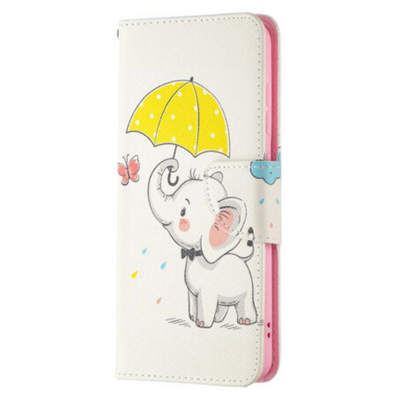 Capa De Couro Para Samsung Galaxy S21 FE Elefante Bébé