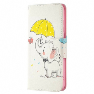 Capa De Couro Para Samsung Galaxy S21 FE Elefante Bébé