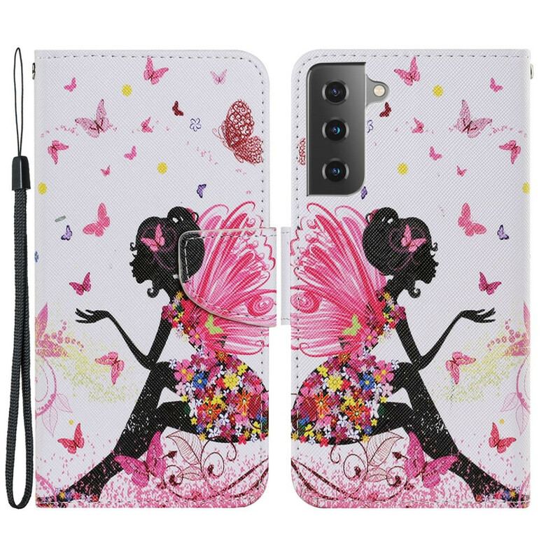 Capa De Couro Para Samsung Galaxy S21 FE Fada Mágica