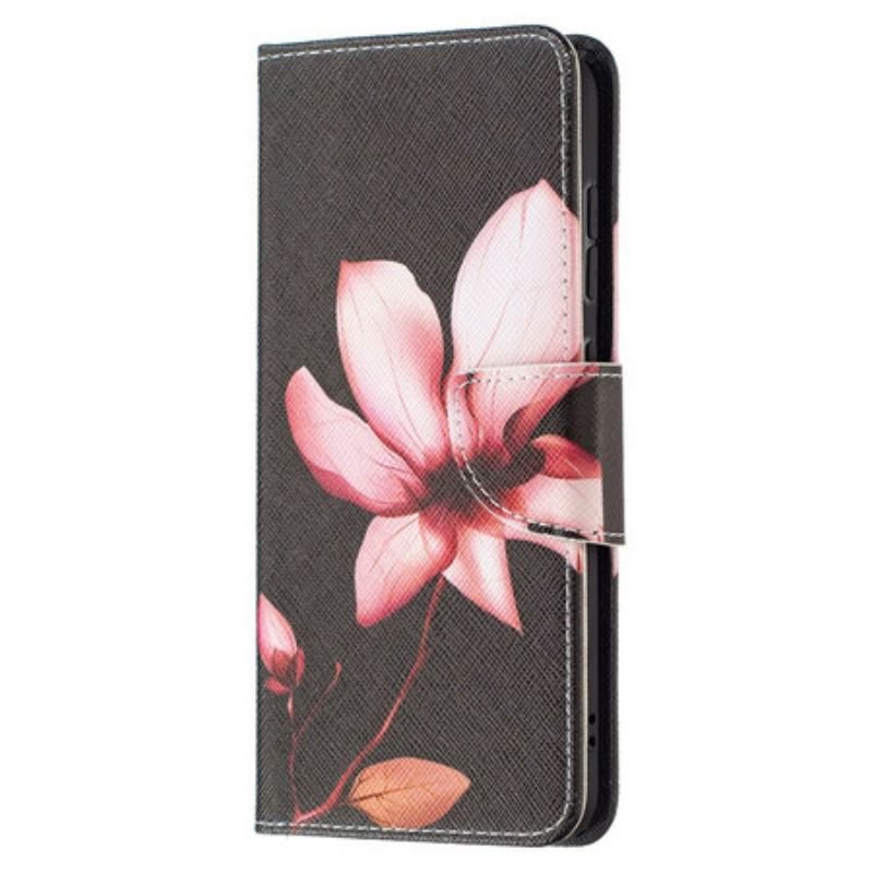 Capa De Couro Para Samsung Galaxy S21 FE Flor Rosa