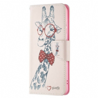 Capa De Couro Para Samsung Galaxy S21 FE Girafa Inteligente