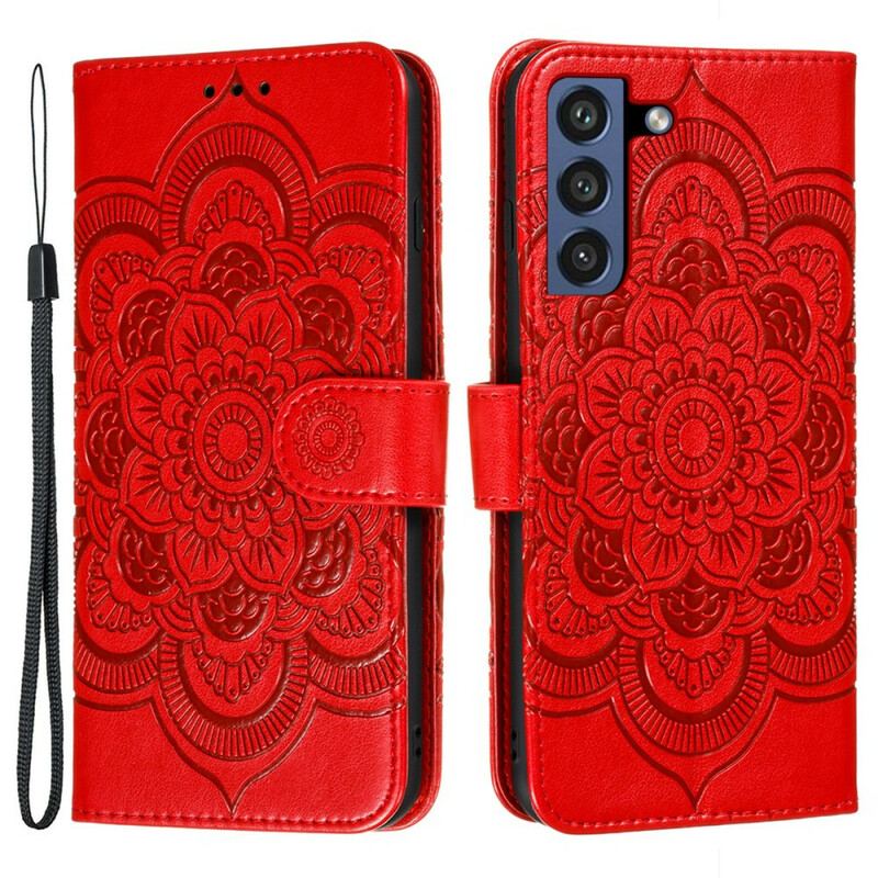 Capa De Couro Para Samsung Galaxy S21 FE Mandala Completa