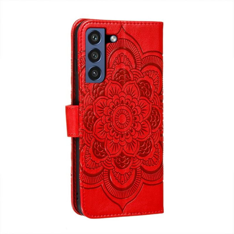 Capa De Couro Para Samsung Galaxy S21 FE Mandala Completa