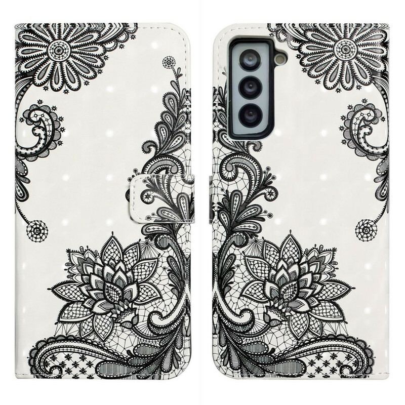 Capa De Couro Para Samsung Galaxy S21 FE Renda