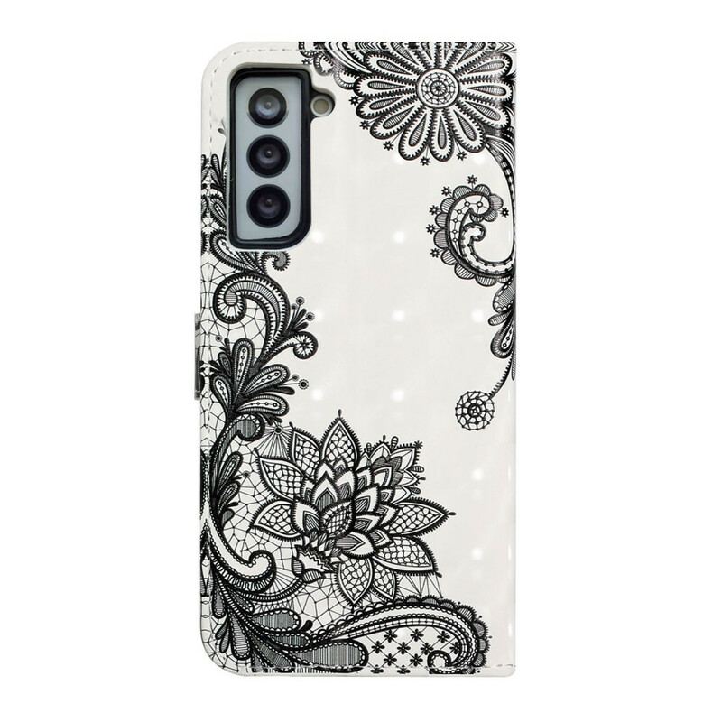 Capa De Couro Para Samsung Galaxy S21 FE Renda