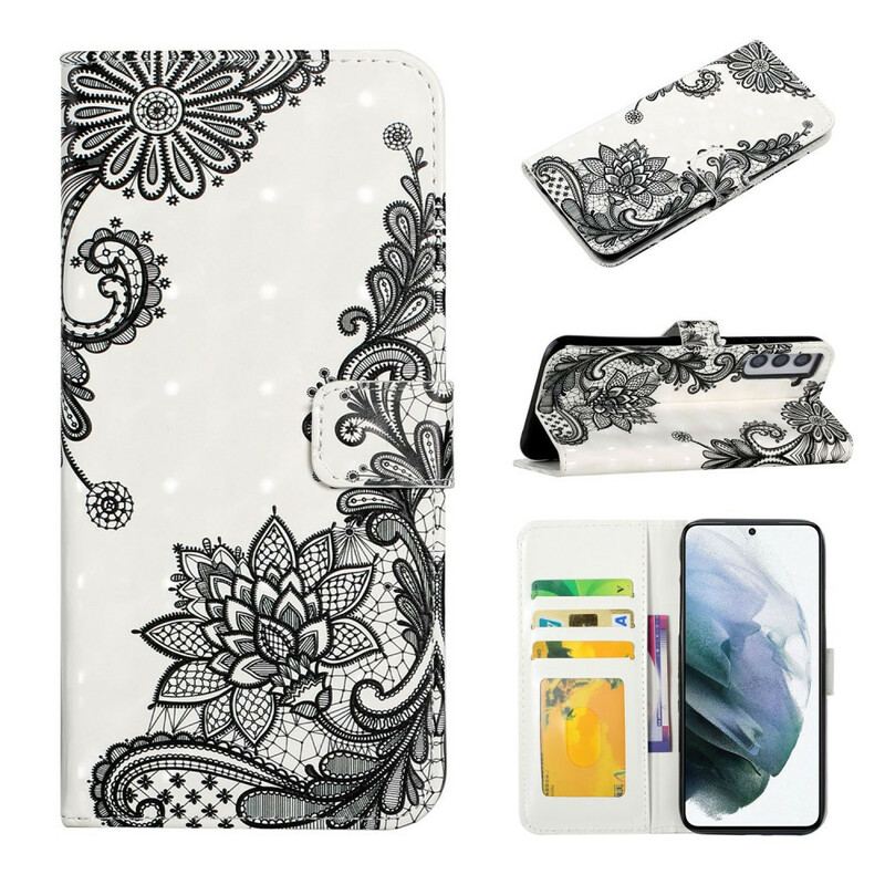 Capa De Couro Para Samsung Galaxy S21 FE Renda