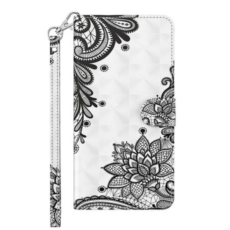 Capa De Couro Para Samsung Galaxy S21 FE Renda Chique