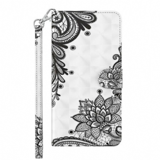 Capa De Couro Para Samsung Galaxy S21 FE Renda Chique