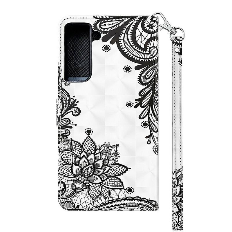 Capa De Couro Para Samsung Galaxy S21 FE Renda Chique