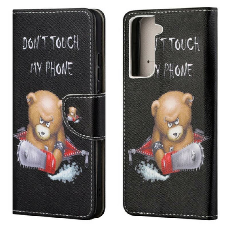 Capa De Couro Para Samsung Galaxy S21 FE Urso Perigoso