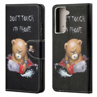 Capa De Couro Para Samsung Galaxy S21 FE Urso Perigoso