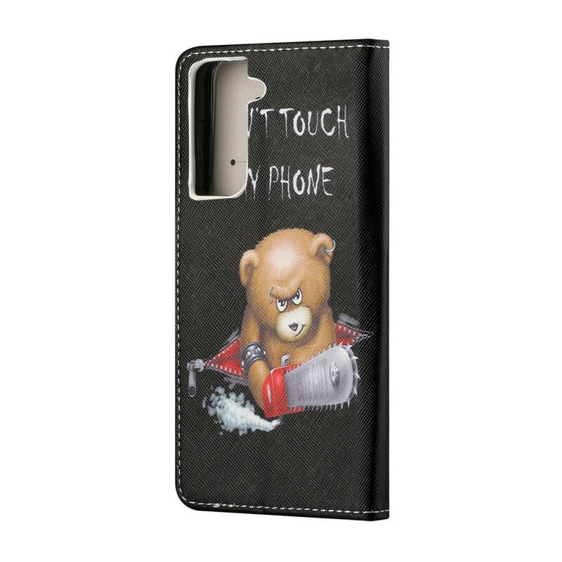 Capa De Couro Para Samsung Galaxy S21 FE Urso Perigoso