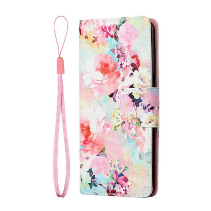 Capa Em Pele Para Samsung Galaxy S21 FE De Cordão Vintage Strappy Floralies