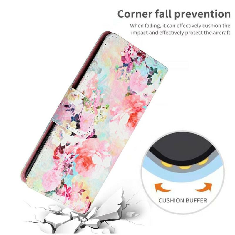 Capa Em Pele Para Samsung Galaxy S21 FE De Cordão Vintage Strappy Floralies