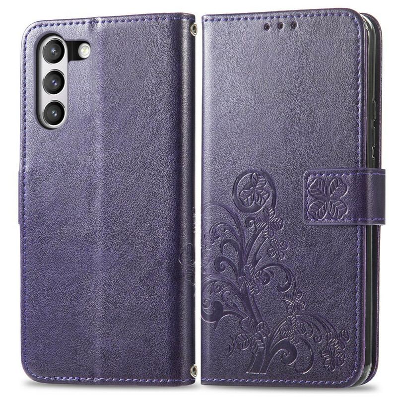 Capa Em Pele Para Samsung Galaxy S21 FE Flores Abstratas