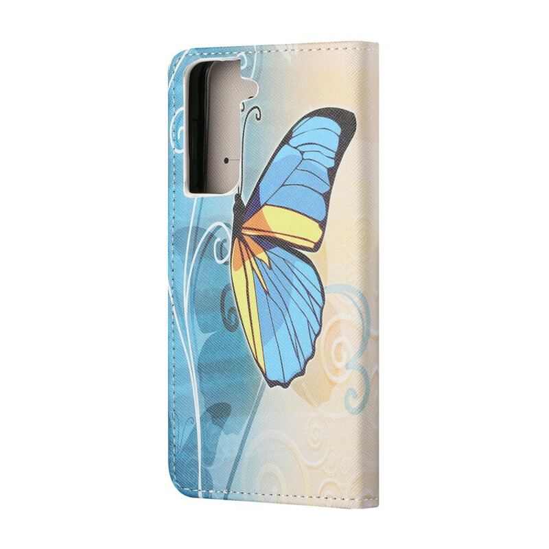 Capa Flip Para Samsung Galaxy S21 FE Borboletas