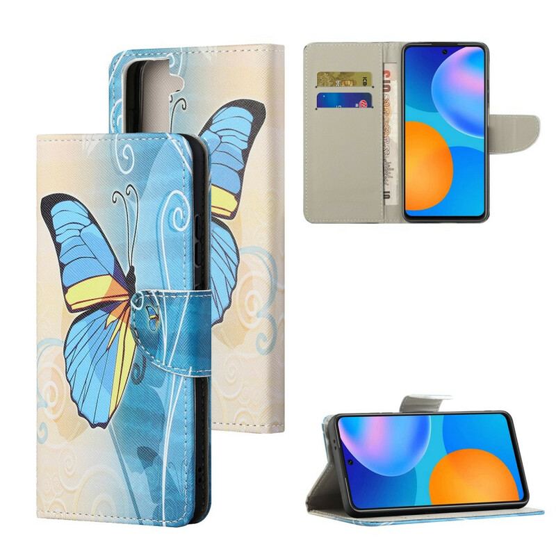 Capa Flip Para Samsung Galaxy S21 FE Borboletas