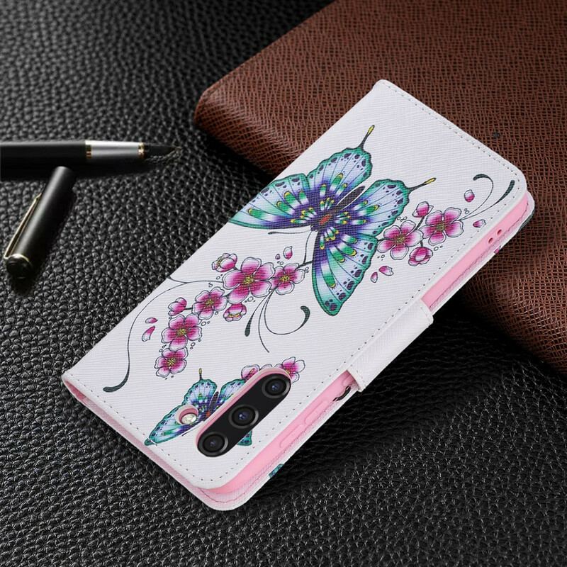 Capa Flip Para Samsung Galaxy S21 FE Borboletas Maravilhosas