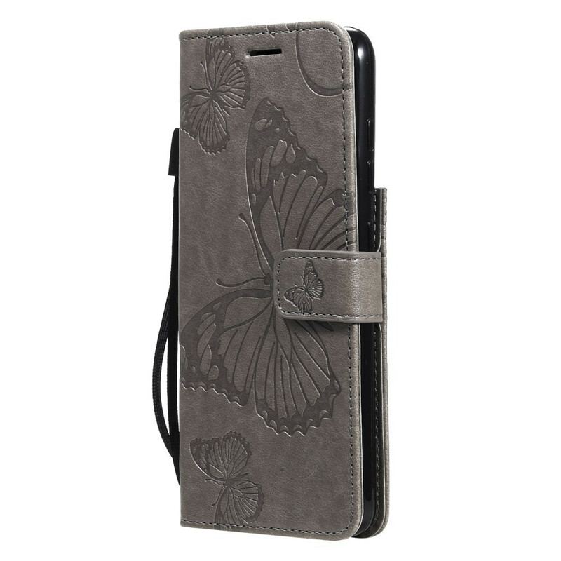 Capa Flip Para Samsung Galaxy S21 FE De Cordão Borboletas Gigantes