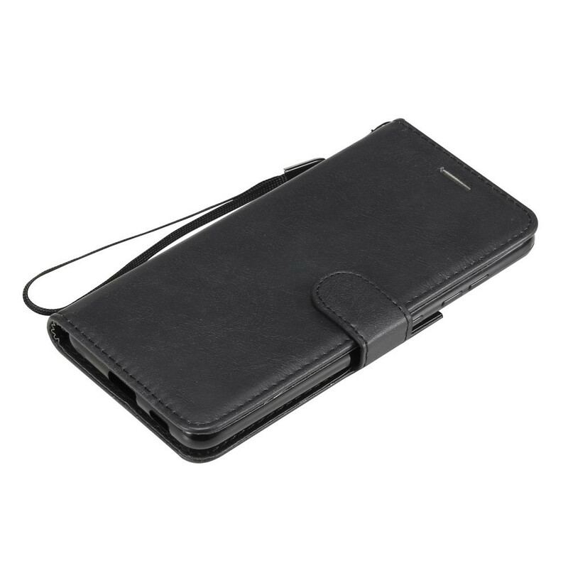 Capa Flip Para Samsung Galaxy S21 FE De Cordão Efeito De Couro Com Tiras