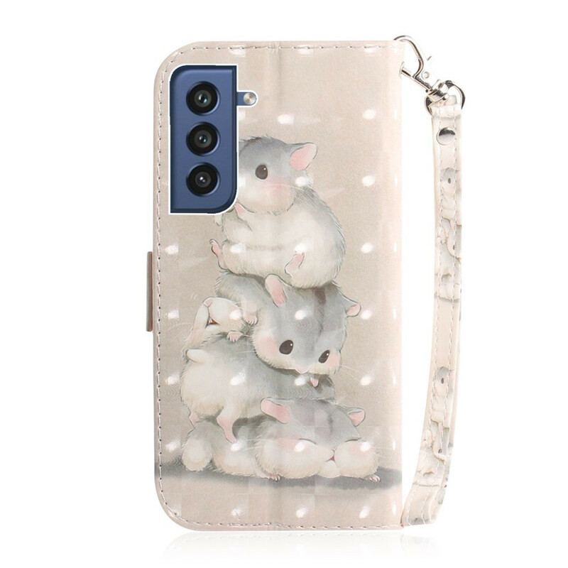 Capa Flip Para Samsung Galaxy S21 FE De Cordão Hamsters Tanga