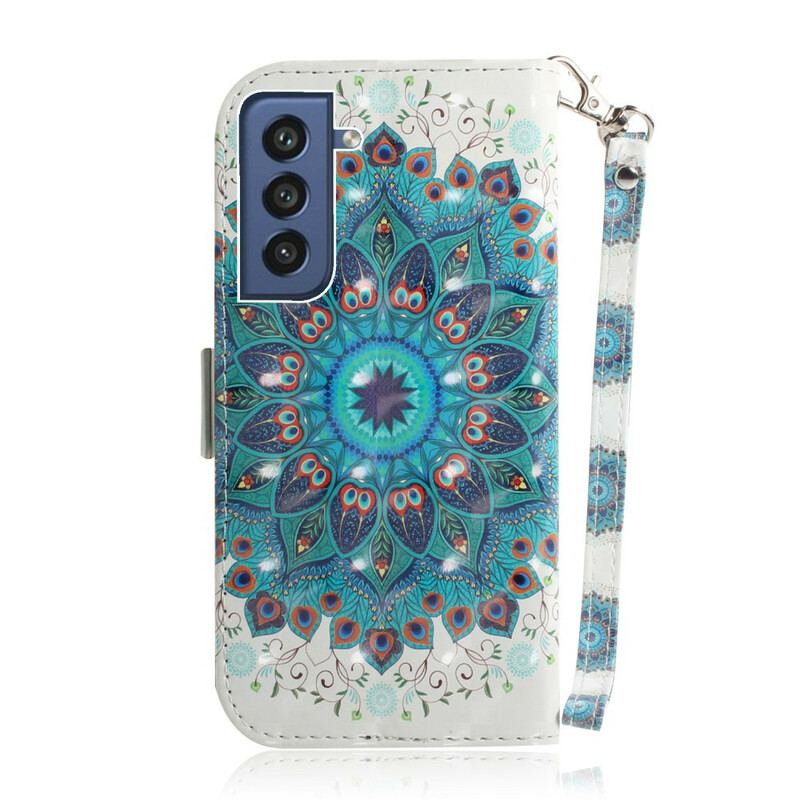 Capa Flip Para Samsung Galaxy S21 FE De Cordão Mandala Magistral Com Alça