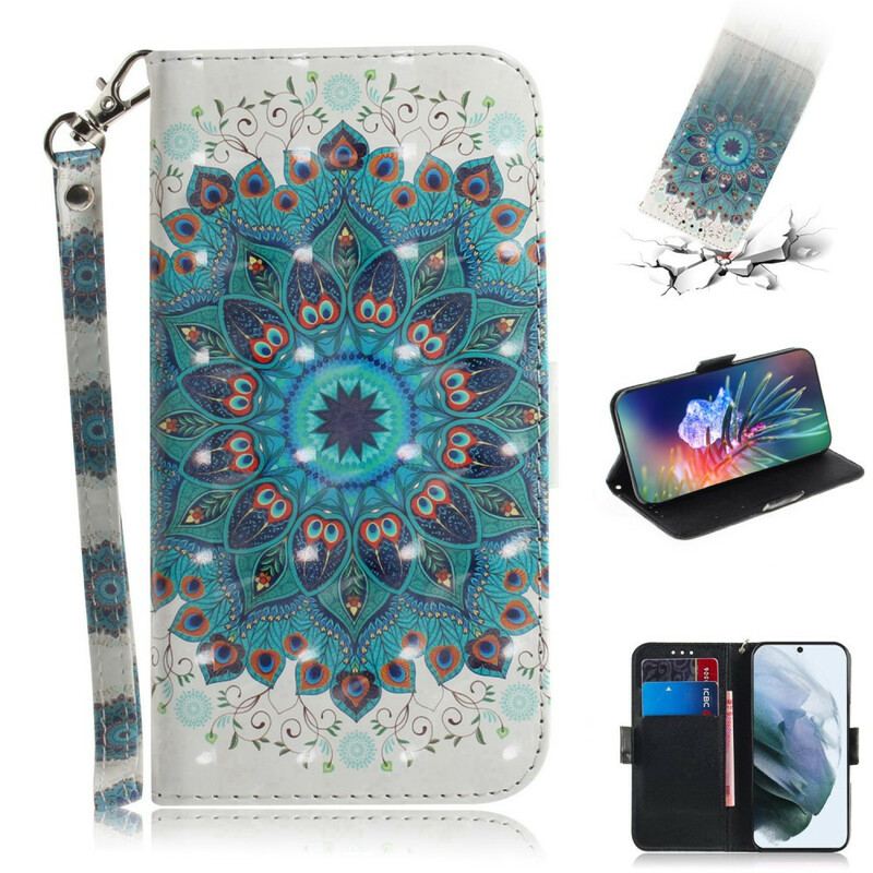 Capa Flip Para Samsung Galaxy S21 FE De Cordão Mandala Magistral Com Alça