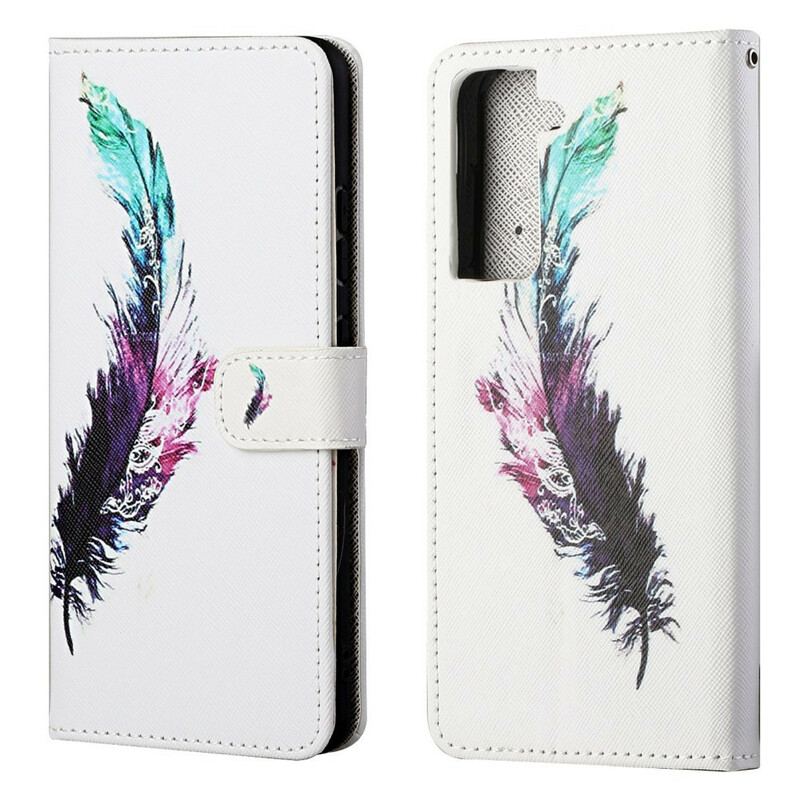 Capa Flip Para Samsung Galaxy S21 FE De Cordão Pena Com Cordão