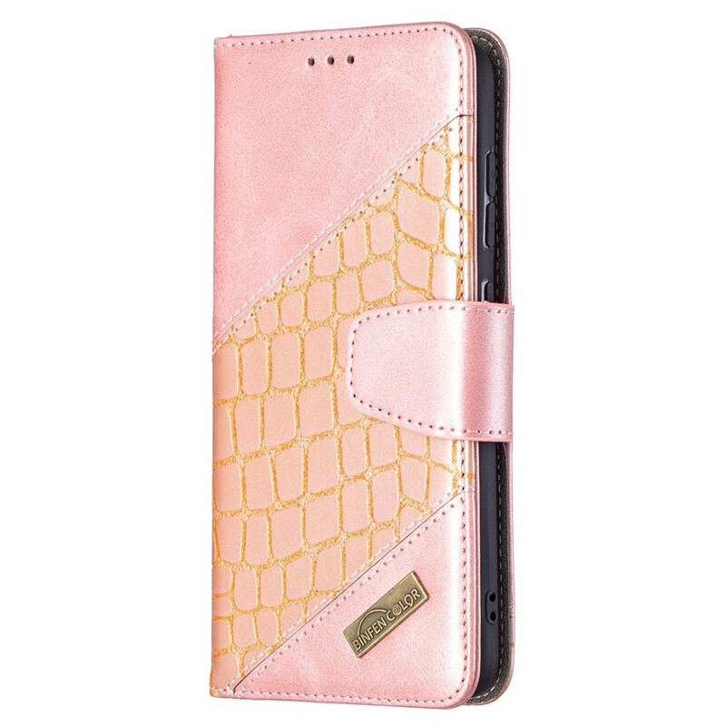 Capa Flip Para Samsung Galaxy S21 FE Efeito Clássico De Pele De Crocodilo