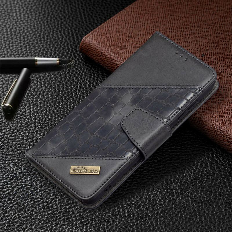 Capa Flip Para Samsung Galaxy S21 FE Efeito Clássico De Pele De Crocodilo