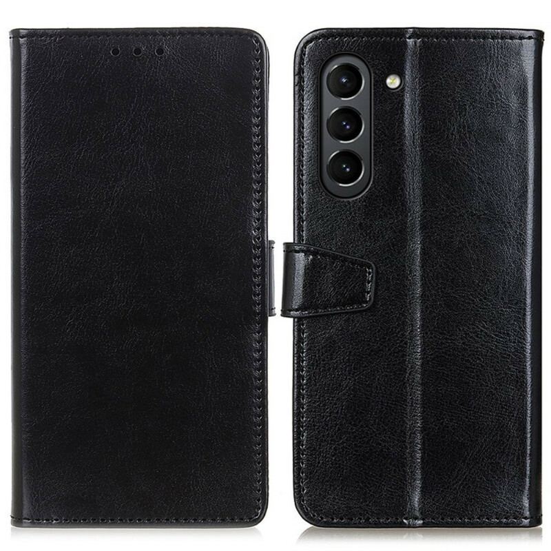 Capa Flip Para Samsung Galaxy S21 FE Efeito Couro Brilhante Simples