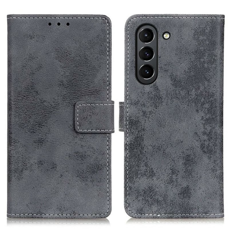 Capa Flip Para Samsung Galaxy S21 FE Efeito Couro Vintage