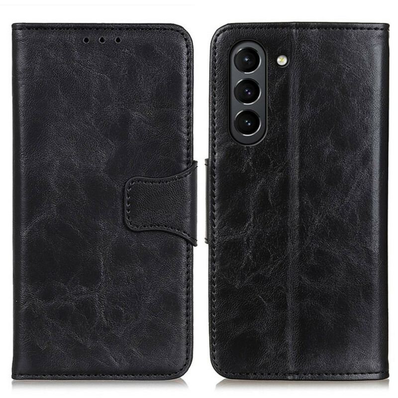 Capa Flip Para Samsung Galaxy S21 FE Fecho Reversível De Couro Rachado