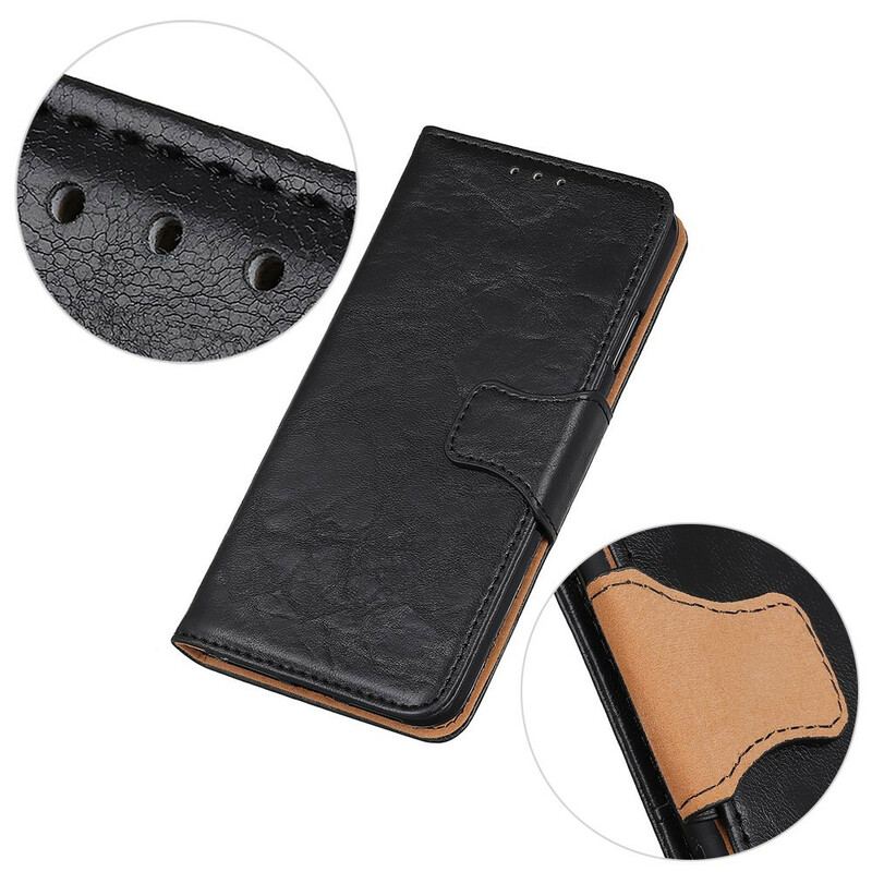 Capa Flip Para Samsung Galaxy S21 FE Fecho Reversível De Couro Rachado