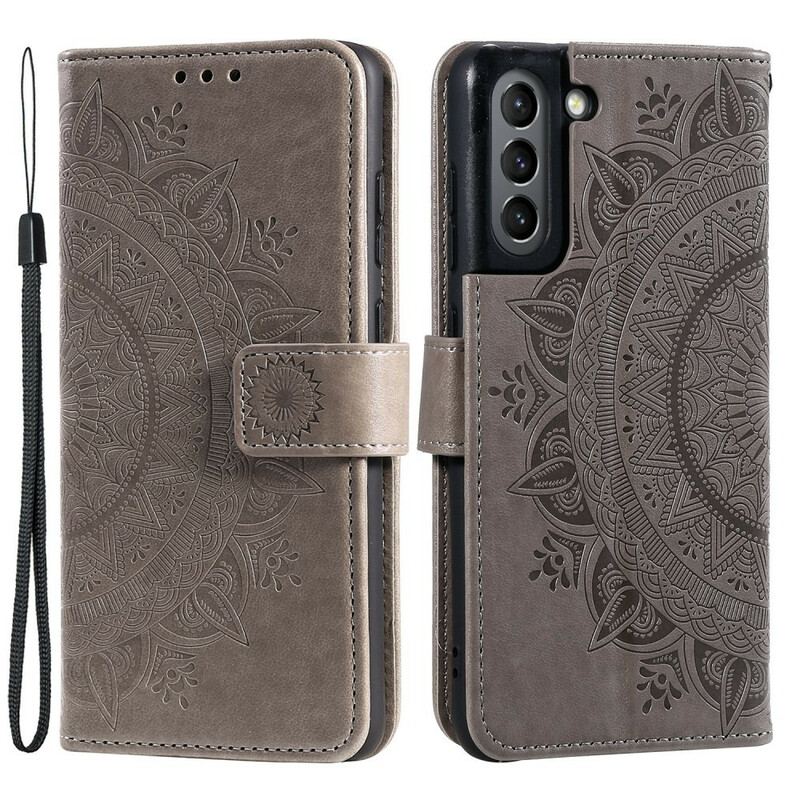 Capa Flip Para Samsung Galaxy S21 FE Mandala Do Sol