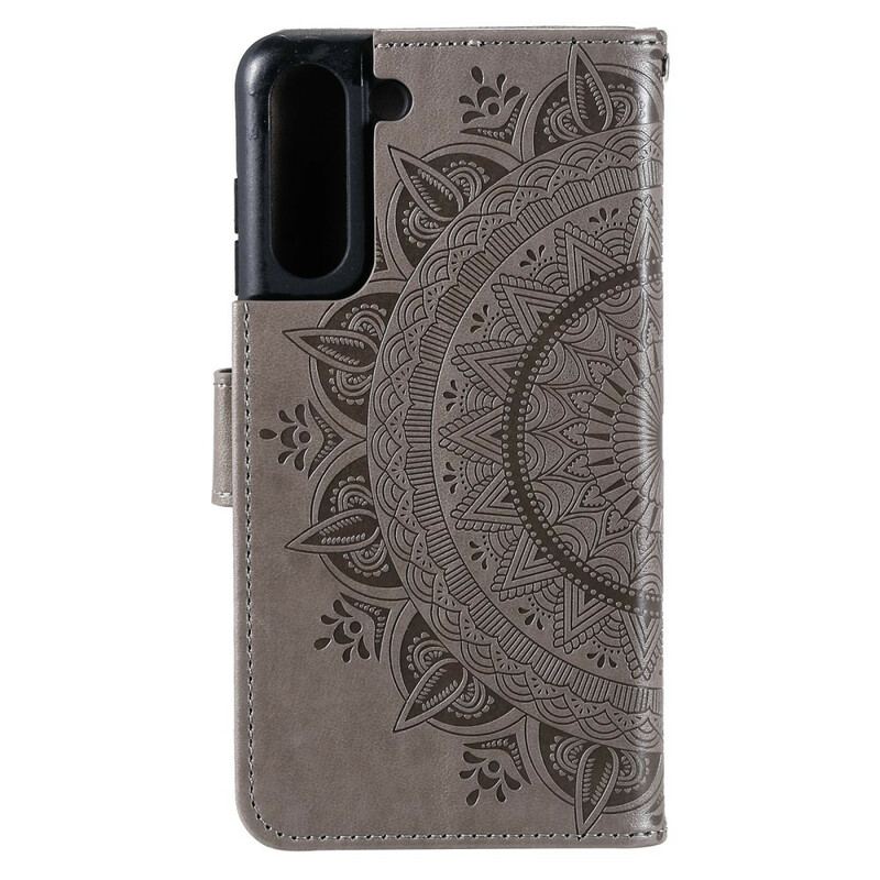 Capa Flip Para Samsung Galaxy S21 FE Mandala Do Sol