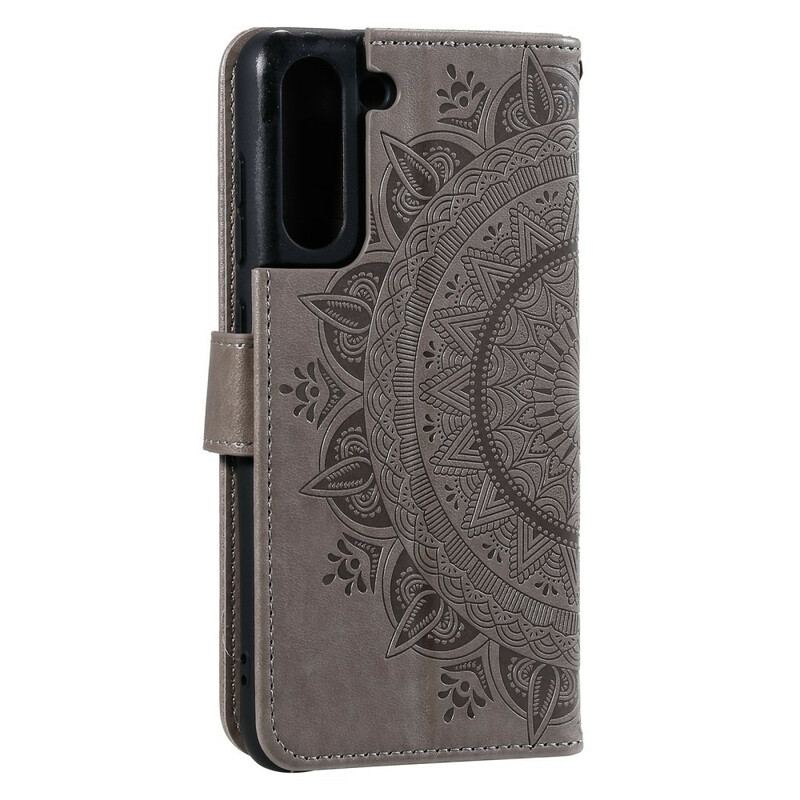 Capa Flip Para Samsung Galaxy S21 FE Mandala Do Sol