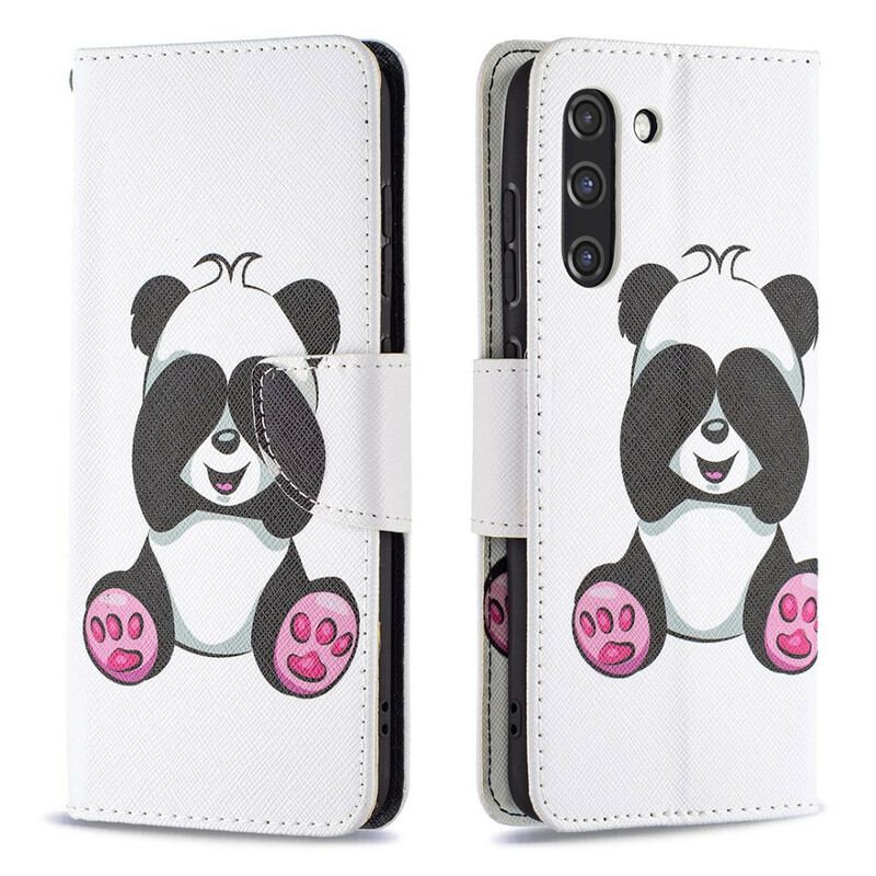 Capa Flip Para Samsung Galaxy S21 FE Panda Divertido