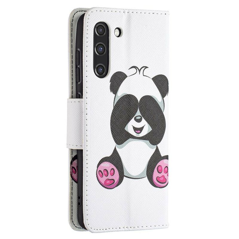 Capa Flip Para Samsung Galaxy S21 FE Panda Divertido