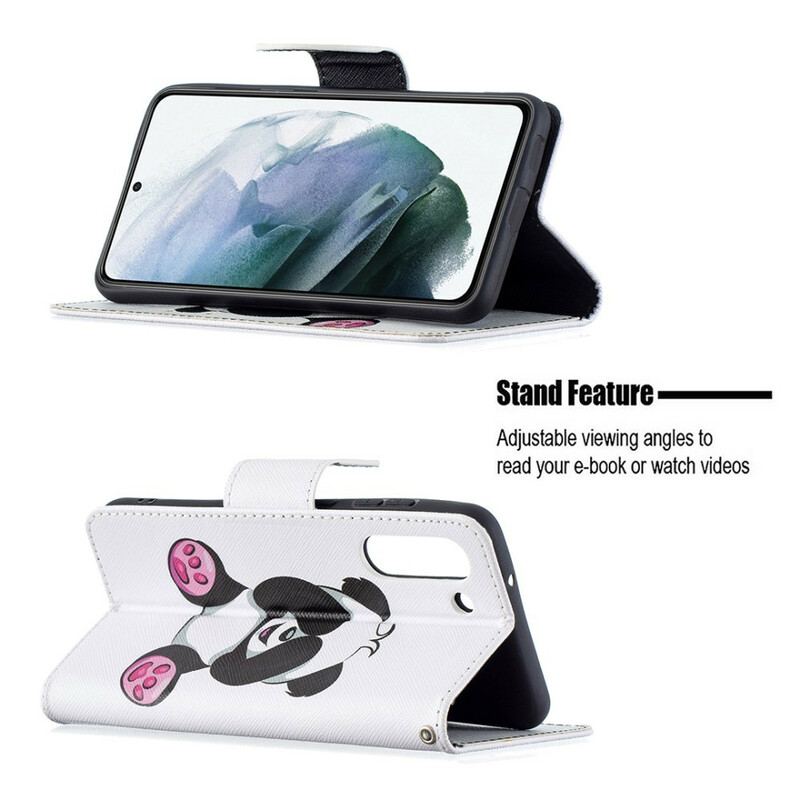 Capa Flip Para Samsung Galaxy S21 FE Panda Divertido