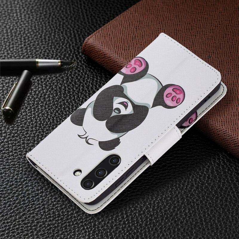 Capa Flip Para Samsung Galaxy S21 FE Panda Divertido