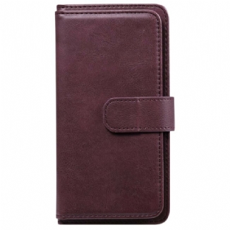 Capa Flip Para Samsung Galaxy S21 FE Titular De Cartão De Couro Falso 10